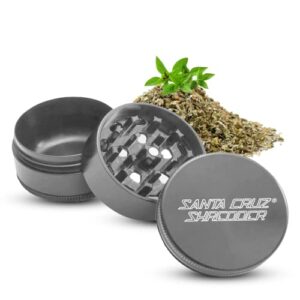santa cruz shredder metal herb grinder knurled top for stronger grip 3-piece large 2.7″ (grey)