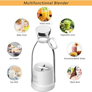 Portable Blender, Multifunctional Personal Size Blender with USB Rechargeable, Mini Smoothie Blender , Hand Blender for Home Office Gym Travel,A fancy gift (White)