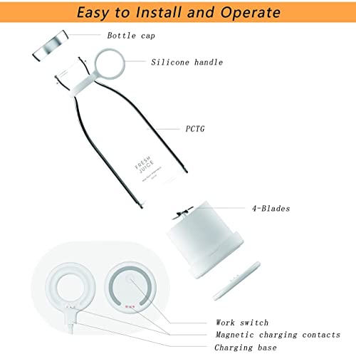 Portable Blender, Multifunctional Personal Size Blender with USB Rechargeable, Mini Smoothie Blender , Hand Blender for Home Office Gym Travel,A fancy gift (White)