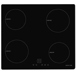 noxton induction cooktop, electric stove built-in 4 burners induction cooker black glass with touch control child lock timer hard wire easy cleaning 6400w 220~240v