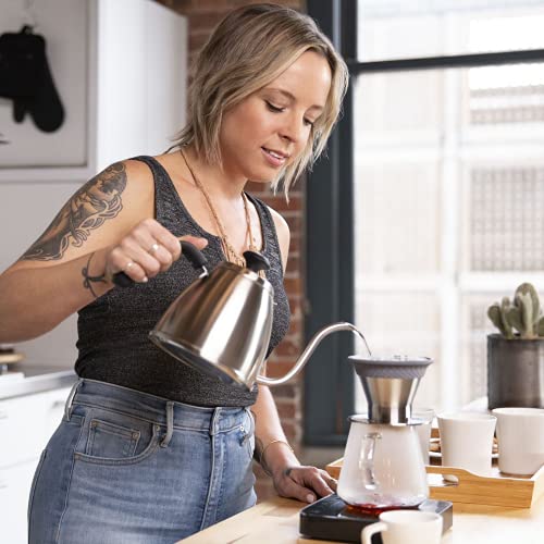 ESPRO BLOOM Pour Over Coffee Brewer Set - Dual Filter Mode Makes Coffee in 2 Minutes, Brushed Stainless Steel