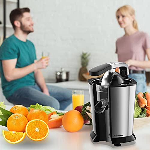 Homeleader Electric Citrus Juicer - Powerful Electric Orange Juicer, Lemon Squeezer with Two Cones, Powerful Motor for Grapefruits, Orange and Lemon, Black