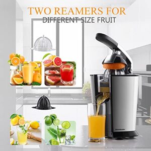 Homeleader Electric Citrus Juicer - Powerful Electric Orange Juicer, Lemon Squeezer with Two Cones, Powerful Motor for Grapefruits, Orange and Lemon, Black