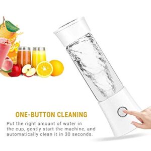 Portable Blender, Smoothie Blender with 16oz Travel Glass Cup and Lid 4000mAh Battery 7.4V Strong Power Personal Size Blender USB Rechargeable Mini Juicer Cup Travel Blender for Shakes and Smoothies with Stainless Steel 6 Blades BPA Free(White)