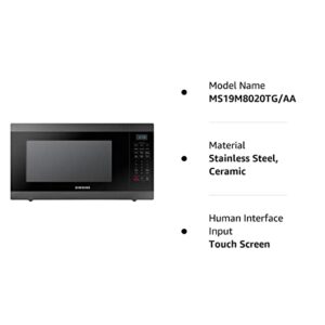 SAMSUNG 1.9 Cu Ft Countertop Microwave Oven w/ Large Capacity, Ceramic Enamel Interior, Sensor Cook, Built-In Capability, 950 Watt, MS19M8020TG/AA, Fingerprint Resistant Stainless Steel, Black