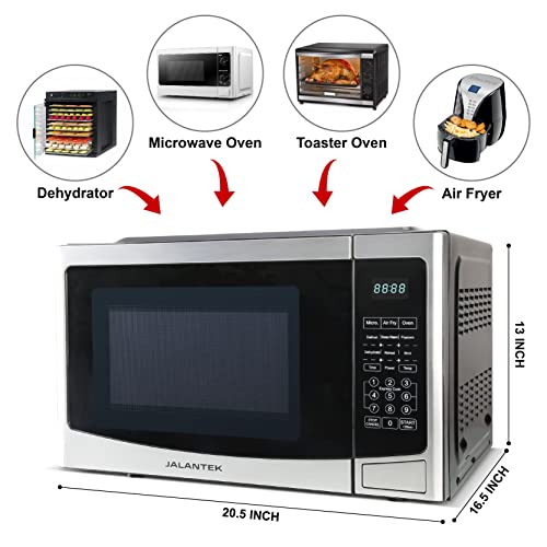 JALANTEK 4-in-1 Microwave Oven with Healthy Air Fry, Toaster Oven, Dehydrator, 1.2 Cu.ft/30L with Easy Clean Interior, Stainless steel