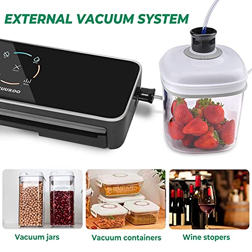 Vacuum Sealer Machine, ZUUKOO Automatic Food Sealer for Food Sealer Vacuum Sealing System, One-Touch Operation Food Vacuum Sealers, Powerful Moist Mode for Wet Food.(10 Vacuum Bags Included)
