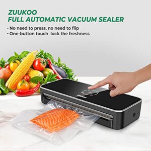 Vacuum Sealer Machine, ZUUKOO Automatic Food Sealer for Food Sealer Vacuum Sealing System, One-Touch Operation Food Vacuum Sealers, Powerful Moist Mode for Wet Food.(10 Vacuum Bags Included)