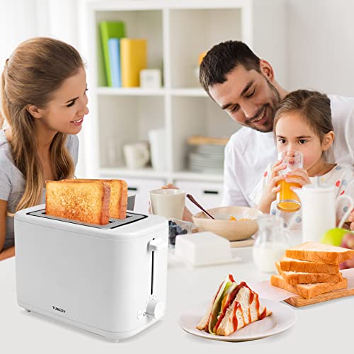 Toaster 2 Slice, White 1.5" Wide Slot 2 Slice Toaster with 7 Bread Shade Settings and Warming Rack, Defrost/Reheat/Stop Function, Removable Crumb Tray