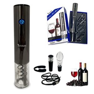 BIYADI Electric Wine Opener Set - Rechargeable Wine Bottle Opener - Automatic Electric Corkscrew Opener for Wine with Foil Cutter, Wine Pourer, Vacuum Stopper, and USB charger - Wine Lover Gift Set