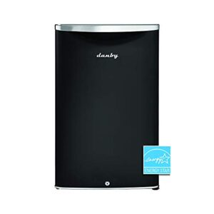 danby dar044a6mdb-6 4.4 cu.ft. mini fridge, compact refrigerator for bedroom, living room, bar, dorm, kitchen, office, e-star rated with door lock, black