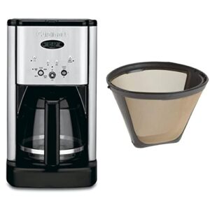 cuisinart dcc-1200 brew central 12-cup programmable coffeemaker, brushed chrome, and filter bundle