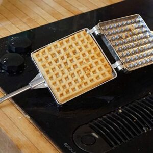 Kings County Tools Stovetop Handheld Waffle Maker | Great for Camping & Kitchen | 5” Long Beechwood Grip | Makes A Perfect Breakfast Treat | Food Grade Safe | Sturdy and Durable