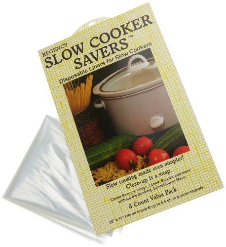 Regency Wraps Slow Cooker Saver Non-Stick Liners, Easy Clean Up for Sticky Meals, Store and Reheat Food, 20 x 12, Pack of 8