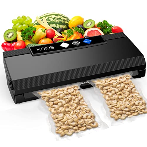 KOIOS Vacuum Sealer Machine, 85Kpa Automatic Food Sealer for w/Starter Kit, Dry&Moist Modes, With Up To 40 Consecutive Seals, Compact Design (Black)