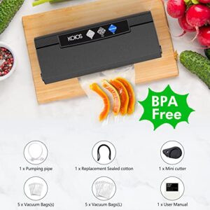 KOIOS Vacuum Sealer Machine, 85Kpa Automatic Food Sealer for w/Starter Kit, Dry&Moist Modes, With Up To 40 Consecutive Seals, Compact Design (Black)