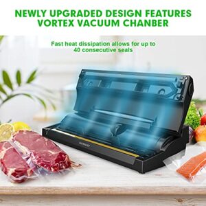 KOIOS Vacuum Sealer Machine, 85Kpa Automatic Food Sealer for w/Starter Kit, Dry&Moist Modes, With Up To 40 Consecutive Seals, Compact Design (Black)