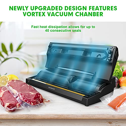 KOIOS Vacuum Sealer Machine, 85Kpa Automatic Food Sealer for w/Starter Kit, Dry&Moist Modes, With Up To 40 Consecutive Seals, Compact Design (Black)