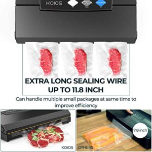 KOIOS Vacuum Sealer Machine, 85Kpa Automatic Food Sealer for w/Starter Kit, Dry&Moist Modes, With Up To 40 Consecutive Seals, Compact Design (Black)