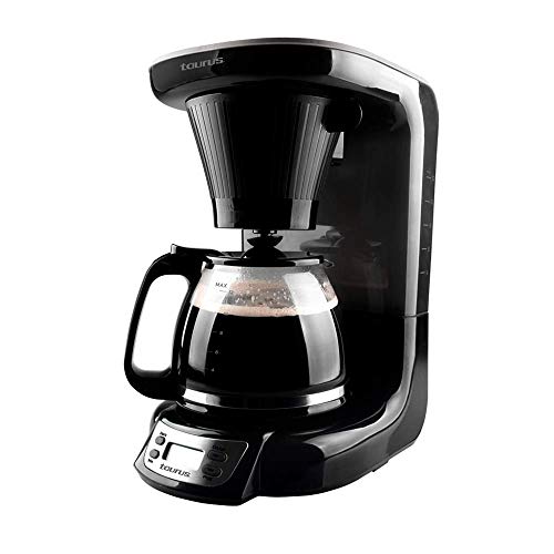 Taurus| Velvet Digital| Programmable Digital Coffee Maker for 24 Hours with Permanent Filter| (700 Watts)| Glass|Black