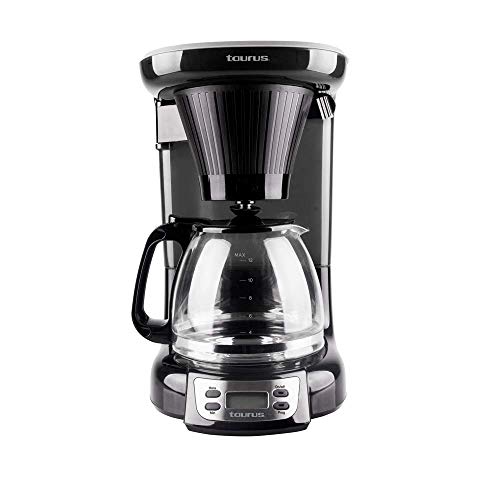 Taurus| Velvet Digital| Programmable Digital Coffee Maker for 24 Hours with Permanent Filter| (700 Watts)| Glass|Black