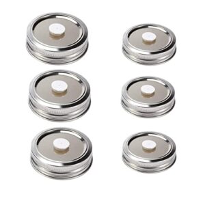 6 pcs vacuum jar lids, fermentation lids for wide mouth and regular mason jars used with jar sealer vacuum sealing accessory reusable stainless steel lids with leak proof & airtight seal features