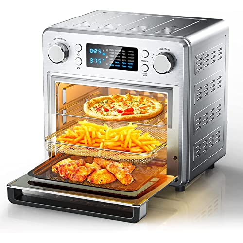 Air Fryer Toaster Oven Combo Countertop Convection Ovens - 24-in-1 Air fry, Bake, Broil, Toast, Roast, Dehydrate, Defrost and More Functions, 15L/15.9QT Capacity, 10 Accessories, LCD Display, Stainless Steel