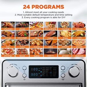 Air Fryer Toaster Oven Combo Countertop Convection Ovens - 24-in-1 Air fry, Bake, Broil, Toast, Roast, Dehydrate, Defrost and More Functions, 15L/15.9QT Capacity, 10 Accessories, LCD Display, Stainless Steel