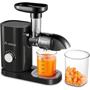 Cold Press Juicer, AAOBOSI Slow Masticating Juice Extractor for Fruit and Vegetable - Delicate Crushing Without Filtering - Juicer Machines with Quiet Motor/Reverse Function/Brush, Black