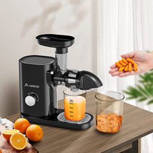 Cold Press Juicer, AAOBOSI Slow Masticating Juice Extractor for Fruit and Vegetable - Delicate Crushing Without Filtering - Juicer Machines with Quiet Motor/Reverse Function/Brush, Black