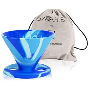 Qullai The Original JavaFlex Premium Foldable Silicone Pour Over Coffee Maker and Storage Pouch. Uses #2 V60 Cone Coffee Filters