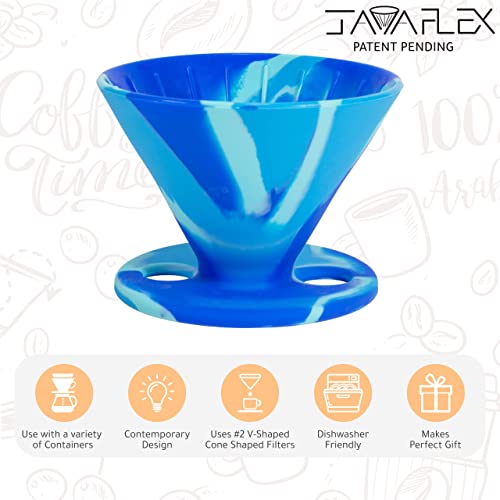 Qullai The Original JavaFlex Premium Foldable Silicone Pour Over Coffee Maker and Storage Pouch. Uses #2 V60 Cone Coffee Filters