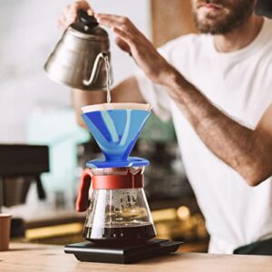 Qullai The Original JavaFlex Premium Foldable Silicone Pour Over Coffee Maker and Storage Pouch. Uses #2 V60 Cone Coffee Filters