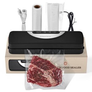 superior vacuum sealer machine, food sealer with built-in cutter with dry, gentle, moist, cycles. for food packing, preservation, sous-vide, starter kit includes 5 bags 8×10″, roll 8×118″, sealer hose