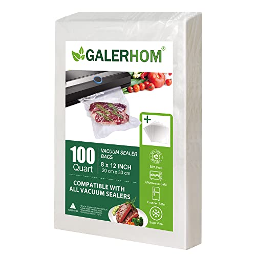 100 Quart Vacuum Sealer Bags, Pre-cut Food Vacuum Seal Bags, Heavy Duty BPA Free Seal a Meal Bags Commercial Grade Food Sealer Bags for Vac Storage Sous Vide Meal Prep