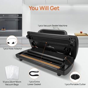 Food Vacuum Sealer Machine, Vakumar 3206 patented handle food vacuum sealer, 80kPa super suction force, used more than 200 times will not overheat, with dry / wet 5 kinds of vacuum function suitable for home and commercial use