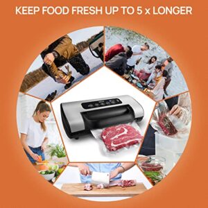 Food Vacuum Sealer Machine, Vakumar 3206 patented handle food vacuum sealer, 80kPa super suction force, used more than 200 times will not overheat, with dry / wet 5 kinds of vacuum function suitable for home and commercial use