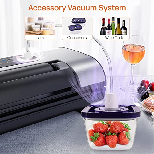 Food Vacuum Sealer Machine, Vakumar 3206 patented handle food vacuum sealer, 80kPa super suction force, used more than 200 times will not overheat, with dry / wet 5 kinds of vacuum function suitable for home and commercial use