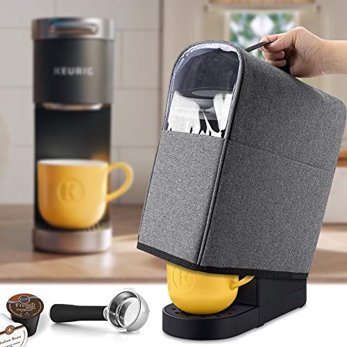 CURMIO Coffee Maker Dust Cover Compatible with Keurig K-Mini and K-Mini Plus, Coffee Making Machine Cover with Pockets for K Cup, Cover Only