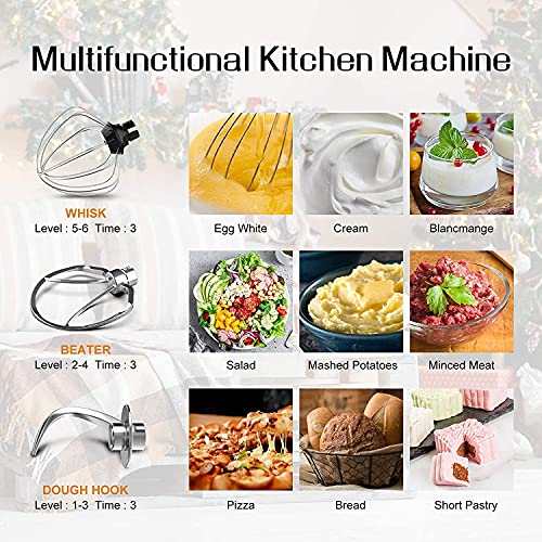 Nurxiovo 3 in 1 Stand Mixer, 850W Tilt-Head 6.5QT Kitchen Food Mixer, 6 Speed with Pulse Electric Mixer, Multifunction Standing Mixers, Meat Blender and Juice Extracter Red