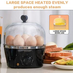 ALL NEW 2022 Oroton 304 stainless steel inside and outside, Rapid Egg Cooker, 9 Egg Capacity Electric Egg Cooker for Hard Boiler Eggs,Poacher Eggs, Scrambled Eggs, Scrambled,Soft,Medium, Hard Boiled with Auto Shut-Off,30 Minutes Timer Settings