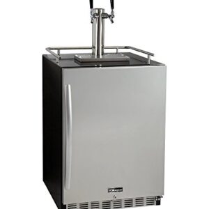 Kegco Kegerator 24" Wide Dual Tap Black/Stainless Steel Undercounter Beer Dispenser HK38BSU-2