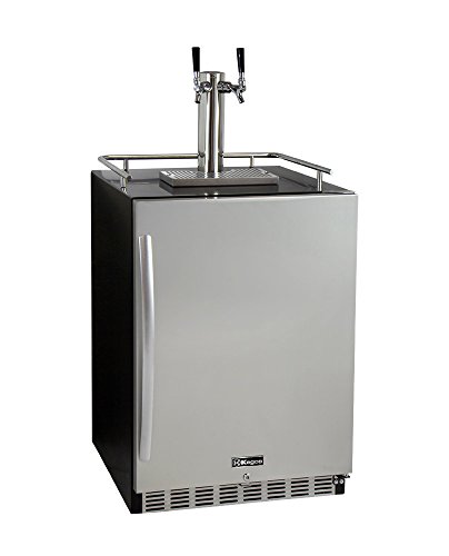 Kegco Kegerator 24" Wide Dual Tap Black/Stainless Steel Undercounter Beer Dispenser HK38BSU-2