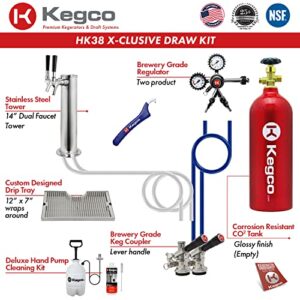 Kegco Kegerator 24" Wide Dual Tap Black/Stainless Steel Undercounter Beer Dispenser HK38BSU-2