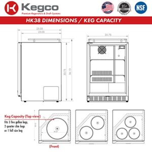 Kegco Kegerator 24" Wide Dual Tap Black/Stainless Steel Undercounter Beer Dispenser HK38BSU-2