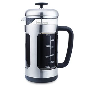 easyworkz stainless steel french press 34 oz coffee tea maker with soft grip handle