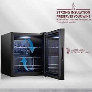 Schmecke 12 Bottle Compressor Wine Cooler Refrigerator w/Lock | Large Freestanding Wine Cellar | 41f-64f Digital Temperature Control Wine Fridge For Red, White, Champagne or Sparkling Wine - Black