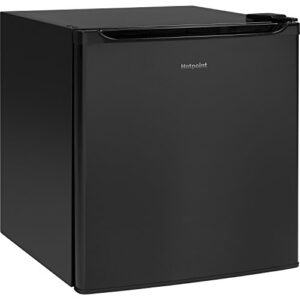 Hotpoint Mini Fridge With Freezer | 1.7 Cubic Ft. | Single-Door Design With In-Door Can Rack & Small Freezer | Small Refrigerator for the Garage, Dorm Room, or Bedroom | Energy Star Certified | Black