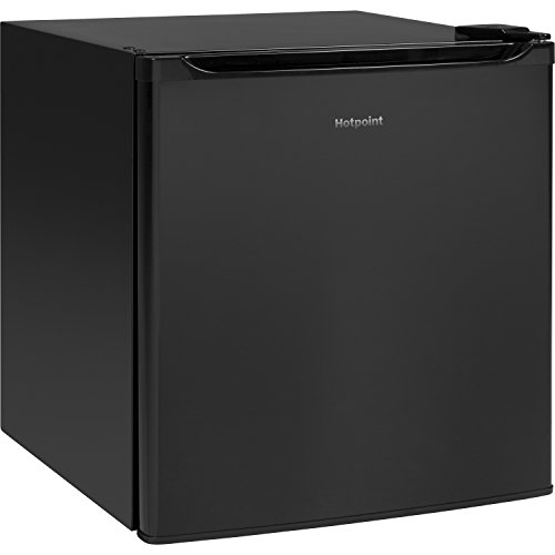 Hotpoint Mini Fridge With Freezer | 1.7 Cubic Ft. | Single-Door Design With In-Door Can Rack & Small Freezer | Small Refrigerator for the Garage, Dorm Room, or Bedroom | Energy Star Certified | Black