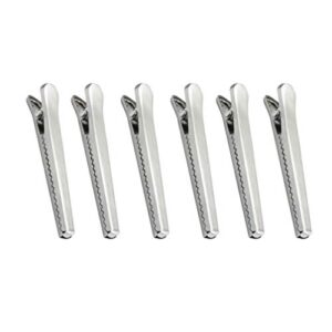 yarnow set of 6 stainless steel jaw sealing clips, 4.5 inch stainless steel alligator clips, bag sealing clips for snack bread coffee food bag (silver)